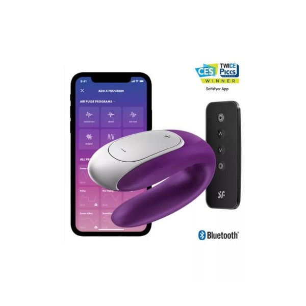 Satisfyer double fun vibrador parejas violeta bluetooth app 1un